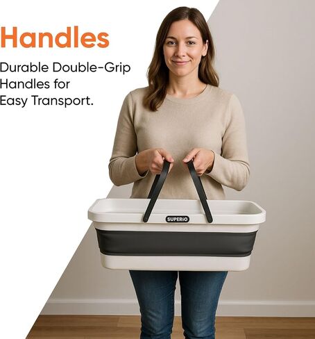 Superio Fold N' Go Mop Bucket with Wheels - Collapsible Cleaning Bucket, 10L, Portable Water Pail for Home, Car, and Outdoor Use in Saudi Arabia