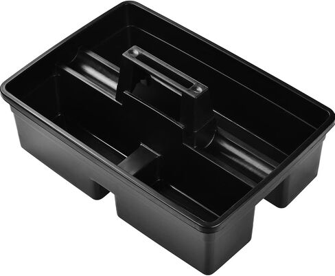 3-Compartment Plastic Cleaning Caddy Basket – Stackable Large Commercial Quality Plastic Tool Organizer Bucket with Handle, Black in Kuwait