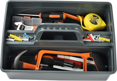3-Compartment Plastic Cleaning Caddy Basket – Stackable Large Commercial Quality Plastic Tool Organizer Bucket with Handle, Black in Kuwait