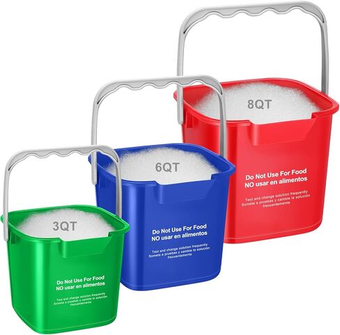 LemonRoad 3 Pcs Cleaning Bucket Small Sanitizing Square Bucket Multi-Size 3+6+8 Quart Detergent Pail for Home Commercial Restaurant Kitchen Office School Wash Rinse Sanitize Handwash(Red) in Kuwait