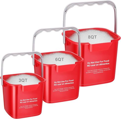 LemonRoad 3 Pcs Cleaning Bucket Small Sanitizing Square Bucket Multi-Size 3+6+8 Quart Detergent Pail for Home Commercial Restaurant Kitchen Office School Wash Rinse Sanitize Handwash(Red) in Saudi Arabia