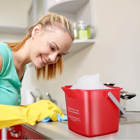 LemonRoad 3 Pcs Cleaning Bucket Small Sanitizing Square Bucket Multi-Size 3+6+8 Quart Detergent Pail for Home Commercial Restaurant Kitchen Office School Wash Rinse Sanitize Handwash(Red) in Saudi Arabia