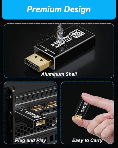 XAOSUN DisplayPort to HDMI Adapter 8K@60Hz, Uni-Directional DP to HDMI Adapter, Gold Plated Display Port 1.4 to HDMI 2.1 Compatible with Monitors, HDTV, AMD, NVIDIA, GPU,Projector, Desktop, and More in Saudi Arabia