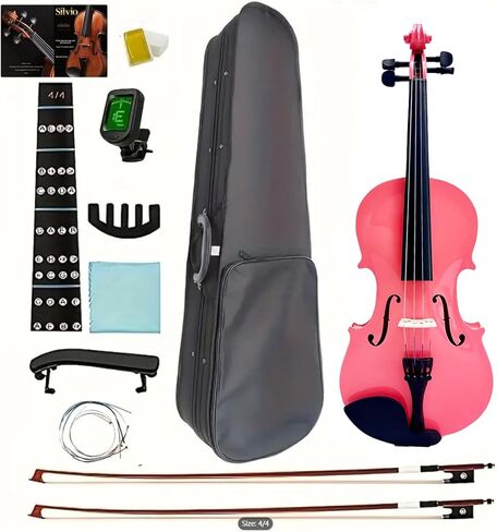 مجموعة الكمان الوردي الكامل بحجم 4/4 مخصصة للمبتدئين للبالغين - مجموعة بداية للمبتدئين الذين يتعلمون الكمان ، عازفي الكمان المتقدمين ، والمهنيين in Kuwait