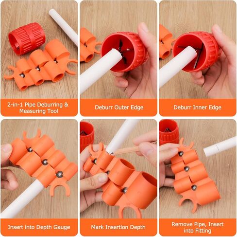 1/4 ''-1 '' مقياس العمق و 1/8 '' إلى 1-5/8 '' مجموعة أدوات الأدوات الأنابيب ، أداة السباكة التي يتم تعيينها مع reamer-outer romer و chamfer أداة PVC ، PPR ، CPVC ، النحاس ، النحاس ، أنابيب الألومنيوم ، 2 حزمة in Kuwait