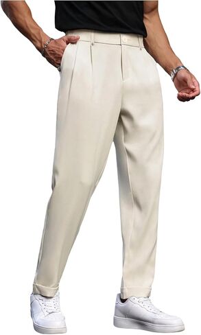 Gorglitter Men's Slim Fit Dress Butt button zipper fly suit pants gurkha pant in Kuwait