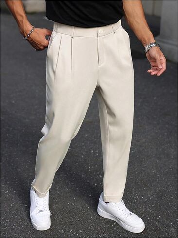 Gorglitter Men's Slim Fit Dress Butt button zipper fly suit pants gurkha pant in Kuwait