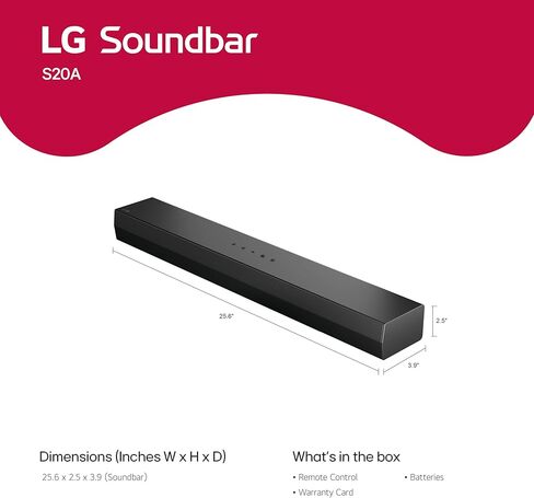 LG S20A 2.0 ch. Soundbar, Dolby Digital, TV Synergy, Wow Interface, DTS Digital Surround (New 2025 Model) in Kuwait