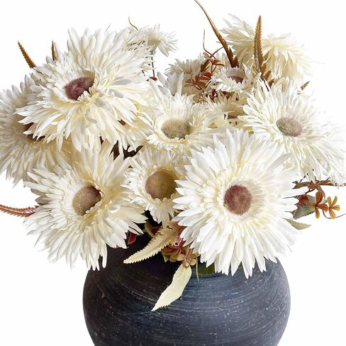 5 Bunches 16 inch - Realistic White Artificial Silk Daisy, Faux Wildflowers Bouquets with Stems for DIY Flower Arrangement Home Garden Wedding Decoration in Saudi Arabia