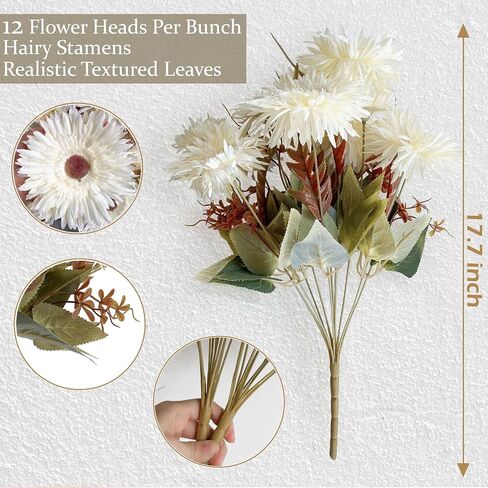 5 Bunches 16 inch - Realistic White Artificial Silk Daisy, Faux Wildflowers Bouquets with Stems for DIY Flower Arrangement Home Garden Wedding Decoration in Saudi Arabia