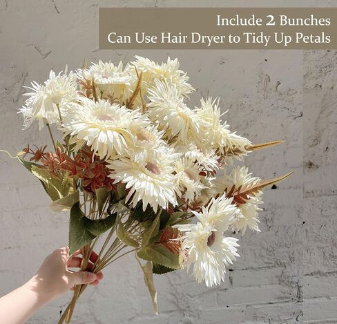5 Bunches 16 inch - Realistic White Artificial Silk Daisy, Faux Wildflowers Bouquets with Stems for DIY Flower Arrangement Home Garden Wedding Decoration in Saudi Arabia