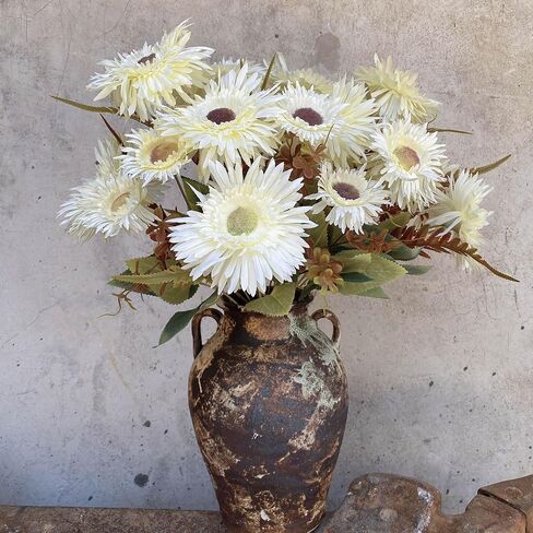 5 Bunches 16 inch - Realistic White Artificial Silk Daisy, Faux Wildflowers Bouquets with Stems for DIY Flower Arrangement Home Garden Wedding Decoration in Saudi Arabia