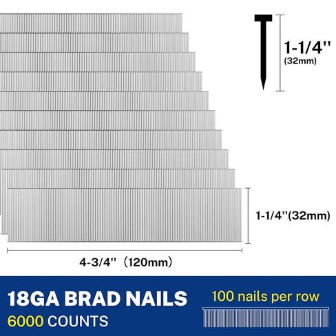 WORKPRO 1-1/4" 18Gauge Brad Nails, 6000 Count Universal Brad Nails for Pneumatic, Electric Brad Nailer in Saudi Arabia