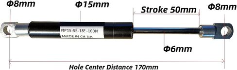 GSHB06-15-050-170-M8-060N 6kg Gas Spring Pneumatic Damper Bar OD:15MM Stroke 50mm,Center Distance:170mm For Automatic Door (Color : 50N) in Saudi Arabia