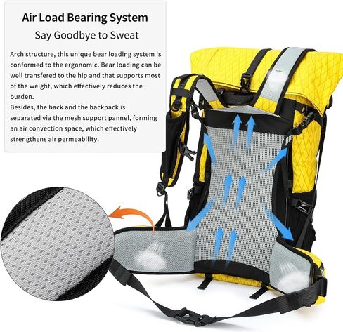 Hiking Backpack,40L to 50L Extra Large Capacity Hiking Bag, Internal Frame Camping Backpack, Upgraded X-PAC Lightweight Sport Daypack Travel Backpack Fit For Mountain Climbing Camping(Black) in Kuwait