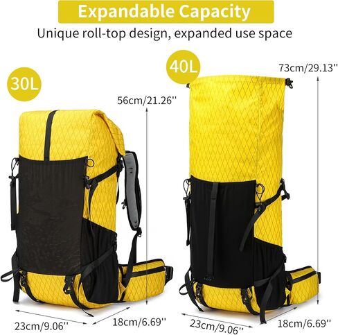 Hiking Backpack,40L to 50L Extra Large Capacity Hiking Bag, Internal Frame Camping Backpack, Upgraded X-PAC Lightweight Sport Daypack Travel Backpack Fit For Mountain Climbing Camping(Black) in Kuwait