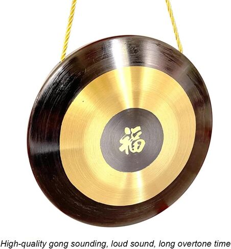 Hand-Held Gong Auspicious and Beautiful Feng Shui Gong Table Ornament Includes Gong Holder Traditional Chinese Percussion Instruments in Saudi Arabia