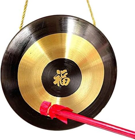 Hand-Held Gong Auspicious and Beautiful Feng Shui Gong Table Ornament Includes Gong Holder Traditional Chinese Percussion Instruments in Saudi Arabia
