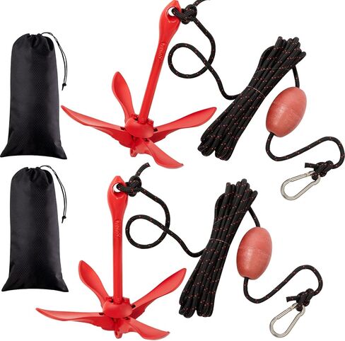 Lounsweer 2 Pack Marine Kayak Anchor Kit Grapnel Kit Kit Archor Stiping Grapnel Grapnel Anchor Boat Boat Anchor with Claw Cayak Fishing Accessories للقوارب الصغيرة زوارق الزوارق المجداف in Kuwait