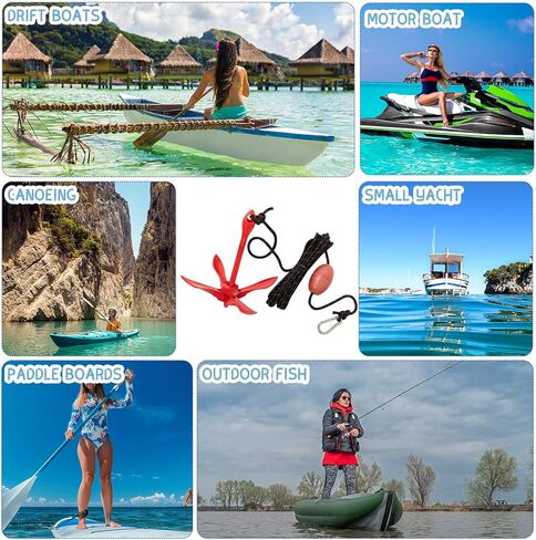 Lounsweer 2 Pack Marine Kayak Anchor Kit Grapnel Kit Kit Archor Stiping Grapnel Grapnel Anchor Boat Boat Anchor with Claw Cayak Fishing Accessories للقوارب الصغيرة زوارق الزوارق المجداف in Kuwait