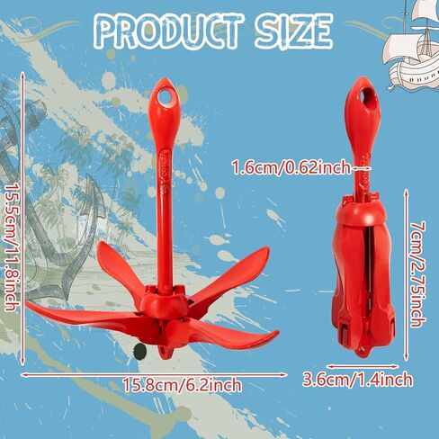 Lounsweer 2 Pack Marine Kayak Anchor Kit Grapnel Kit Kit Archor Stiping Grapnel Grapnel Anchor Boat Boat Anchor with Claw Cayak Fishing Accessories للقوارب الصغيرة زوارق الزوارق المجداف in Kuwait