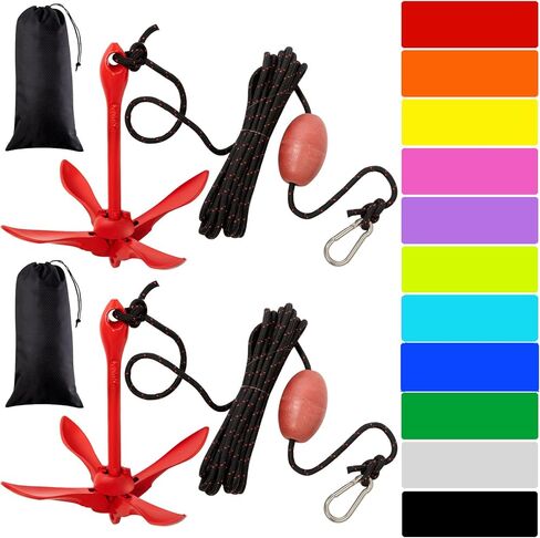Lounsweer 2 Pack Marine Kayak Anchor Kit Grapnel Kit Kit Archor Stiping Grapnel Grapnel Anchor Boat Boat Anchor with Claw Cayak Fishing Accessories للقوارب الصغيرة زوارق الزوارق المجداف in Kuwait