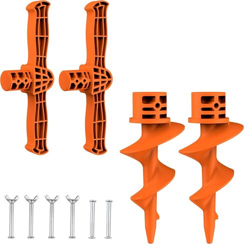 Sand Dock Auger Kit for PVC Sandbar Anchors, Fits 1.5" SCH 40 PVC Tubing (ID 1.57''), T-Handle + Auger Set Only, PA66+30% GF, Orange in Saudi Arabia