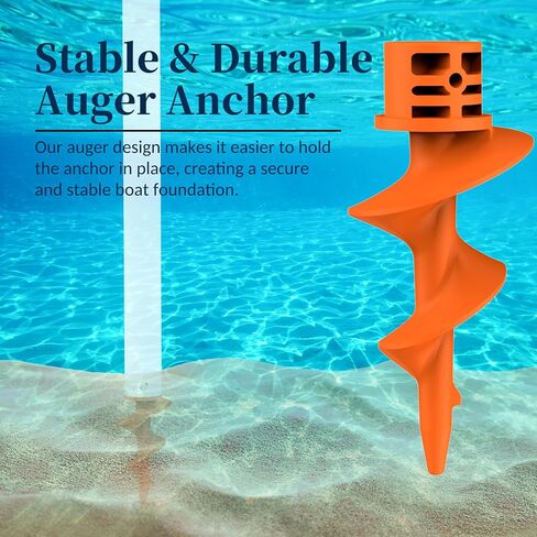 Sand Dock Auger Kit for PVC Sandbar Anchors, Fits 1.5" SCH 40 PVC Tubing (ID 1.57''), T-Handle + Auger Set Only, PA66+30% GF, Orange in Saudi Arabia