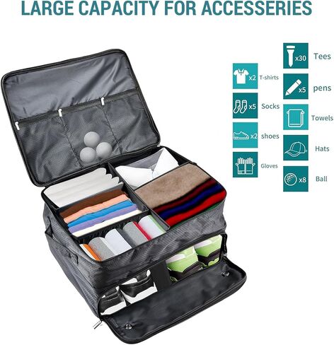 Golf Bag, Car Golf Storage Organizer,Organizer Golf Trunk,Organizer Multi Compartment with Handle,for Balls, Tees, Clothes,Gloves, Accessories in Saudi Arabia