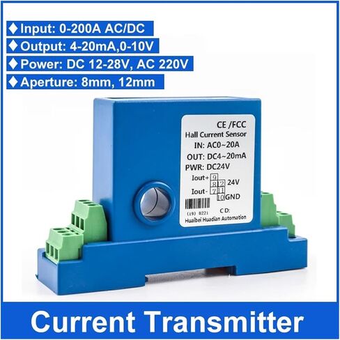 0-50A Current Transmitter 4-20mA Output Close Hole AC DC Current Transducer 24VDC(0-10V Output,0-20A DC_15MM Aperture) in Saudi Arabia