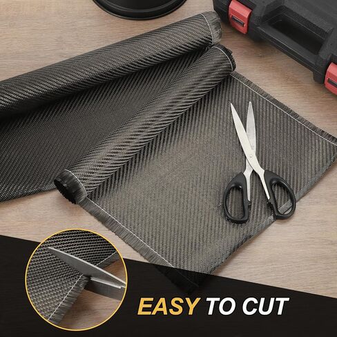 MECCANIXITY Carbon Fiber Fabric, 2ft x 8" Carbon Fiber Cloth Sheet Roll 2x2 Twill Weave 3K 220g for Wall Reinforcement Basement Car Boat Repair DIY, Black in Saudi Arabia