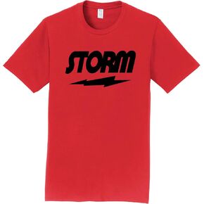 Logo Infusion Red T-Shirt 100% Cotton - Storm Bowling - Black Storm Logo - Design 00BC (XL) in Kuwait