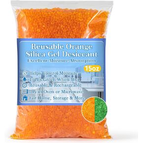 Orange Desiccant Beads Reusable - 450G Indicating Silica Gel Desiccant,Silica Gel Desiccant Beads for Drying,Silicone Orange to Green Reusable Dehumidifier,Standard Bead Size 3 to 5mm in Saudi Arabia