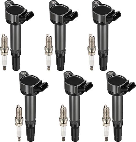 مجموعة من 6 حزمة ملف الإشعال UF267 و Iridium Spark Plugs 4504 6 حزمة متوافقة مع لكزس ES300 ES330 RX300 RX330 RX400 Avalon Camry Highlander Sienna 3.0L 3.3L V6 استبدال C1175 in Kuwait