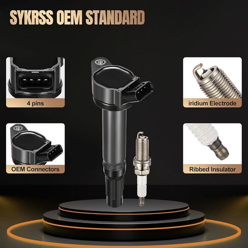 مجموعة من 6 حزمة ملف الإشعال UF267 و Iridium Spark Plugs 4504 6 حزمة متوافقة مع لكزس ES300 ES330 RX300 RX330 RX400 Avalon Camry Highlander Sienna 3.0L 3.3L V6 استبدال C1175 in Kuwait