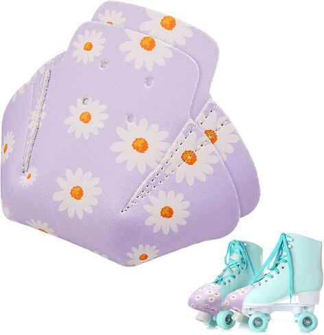 2 Pieces Roller Skate Toe Guards Artificial Leather Toe Guards Protectors for Quad Roller Skate (Purple,Daisy) in Saudi Arabia
