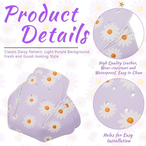 2 Pieces Roller Skate Toe Guards Artificial Leather Toe Guards Protectors for Quad Roller Skate (Purple,Daisy) in Saudi Arabia