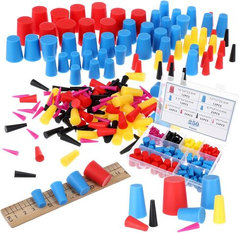 250 PCS Silicone Rubber Plupber Plugort Plugortment Kit Stoppers Rubber Rubber عالية درجة الحرارة 8/32 "إلى 1" للطلاء ، ثقب ، سدادة حماية السيليكون in Saudi Arabia