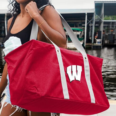 العلامات التجارية الشعار NCAA Wisconsin Badgers للجنسين Crosshatch Picnic Caddy - حمل متعدد الأغراض مع مقابض معززة وشعار الفريق والجيب الداخلي in Saudi Arabia
