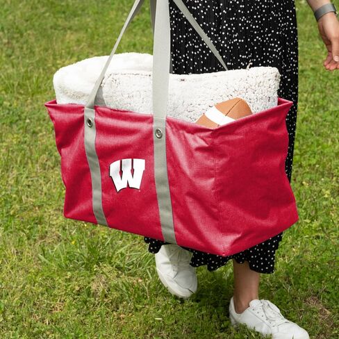 العلامات التجارية الشعار NCAA Wisconsin Badgers للجنسين Crosshatch Picnic Caddy - حمل متعدد الأغراض مع مقابض معززة وشعار الفريق والجيب الداخلي in Saudi Arabia