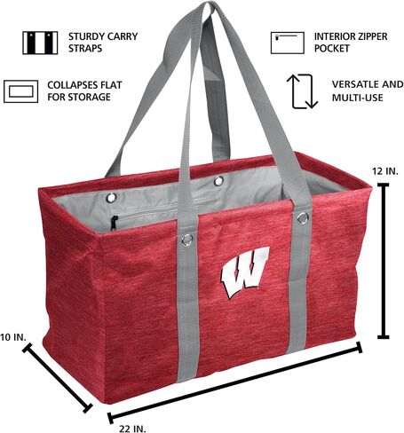 العلامات التجارية الشعار NCAA Wisconsin Badgers للجنسين Crosshatch Picnic Caddy - حمل متعدد الأغراض مع مقابض معززة وشعار الفريق والجيب الداخلي in Saudi Arabia