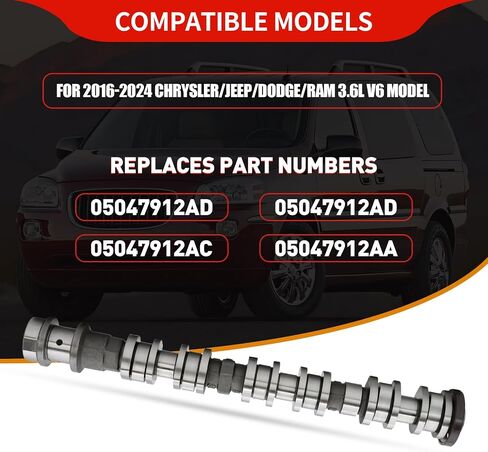 05048029AD Left Side Exhaust Camshaft for 2016-2024 Jeep/Dodge/RAM 3.6L V6 Model, Replaces Part Numbers 05048029AA, 05048029AB, 05048029AC, 05048029AD in Saudi Arabia