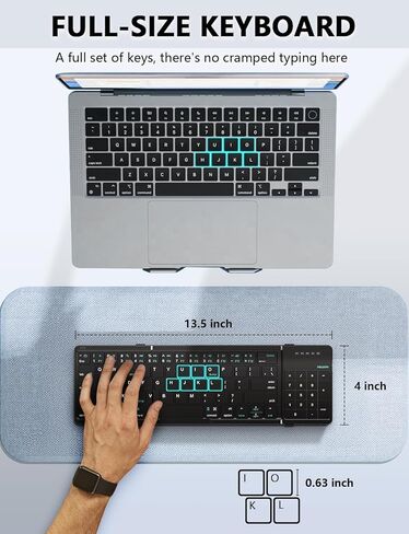 لوحة مفاتيح Nillkin قابلة للطي مع لوحة اللمس ، لوحة مفاتيح Bluetooth مع لوحة أرقام ، مفاتيح الحجم الكامل ، لوحة مفاتيح كبيرة المسافرين المحمولة لأجهزة الكمبيوتر المحمولة. in Saudi Arabia