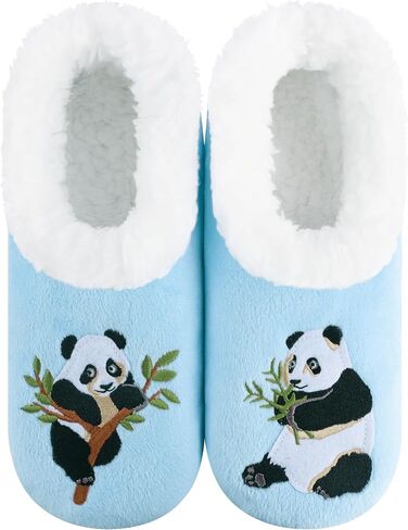 Snoozies Cozy Women's Animal Slipper Socks - Fuzzy, Non-Slip Sole Indoor House Slippers with Grips - Make The Moose Out Of Life - Small in Saudi Arabia