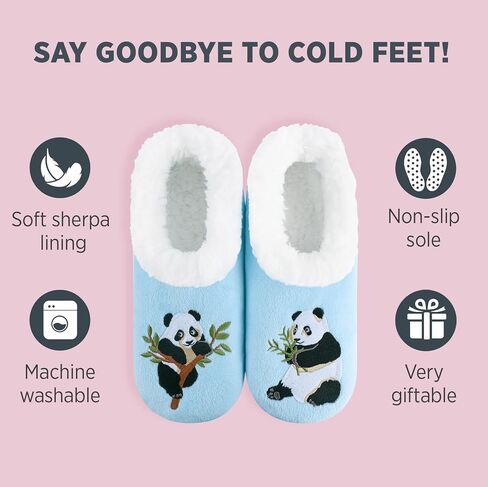 Snoozies Cozy Women's Animal Slipper Socks - Fuzzy, Non-Slip Sole Indoor House Slippers with Grips - Make The Moose Out Of Life - Small in Saudi Arabia