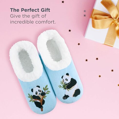 Snoozies Cozy Women's Animal Slipper Socks - Fuzzy, Non-Slip Sole Indoor House Slippers with Grips - Make The Moose Out Of Life - Small in Saudi Arabia