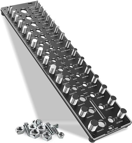 Thread Checker, 32 Nut and Bolt Thread Checker, Bolt Size and Thread Gauge 16Standard & 16 Metric, Bolt Size Finder, Wall-Mountable Bolt Thread Identifier Gauge with Inch & CM Ruler in Saudi Arabia