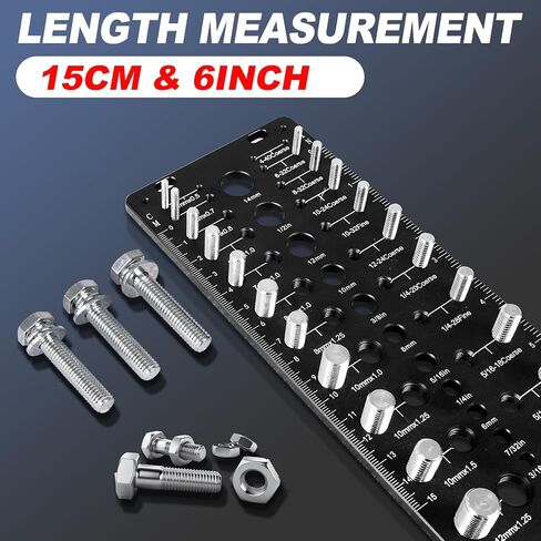 Thread Checker, 32 Nut and Bolt Thread Checker, Bolt Size and Thread Gauge 16Standard & 16 Metric, Bolt Size Finder, Wall-Mountable Bolt Thread Identifier Gauge with Inch & CM Ruler in Saudi Arabia
