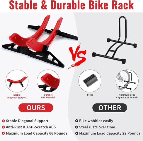 WILDKEN Bike Stand, Bike Stand Floor for Home/Garage Adjustable Bicycle Stand Bike Parking Rack Fit Road, Mountain, MTB, BMX, E-bike, Scooter, Fat Tire Bikes in Kuwait