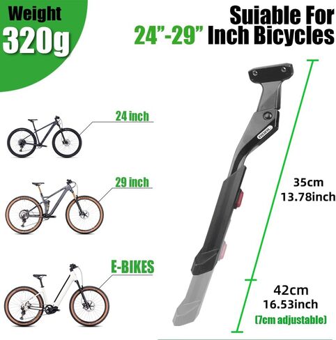 RBRL BIKE KICKSTAND ، 18 ملم تباعد الثقب حامل دراجة قابل للتعديل ، سبيكة الألومنيوم ، حامل للدراجات غير المنقولة ، قابلة للتعديل للدراجة الجبلية 24-29 بوصة ، دراجة الطريق ، الدراجة الإلكترونية in Kuwait